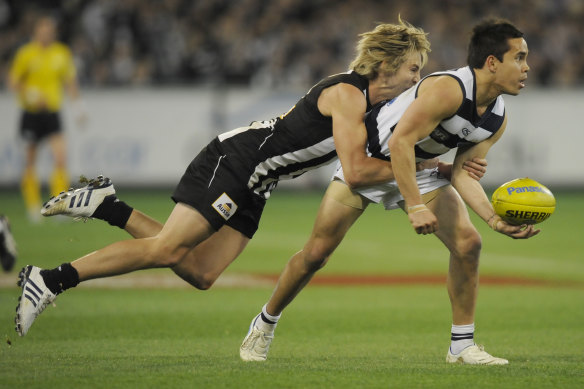 Former Geelong forward Mathew Stokes says it was clear by the 2010 preliminary final that Collingwood had gone past his club as the Cats’ hopes of back-to-back premierships faded.