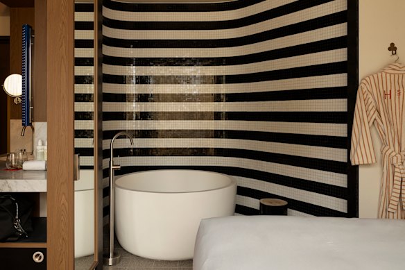 A soaking tub in one of the terrace balcony suites.