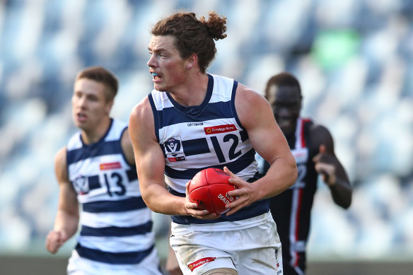 Wylie Buzza in action in the VFL for Geelong this year.
