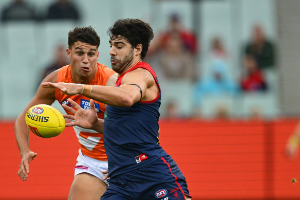 Christian Petracca was Melbourne’s best player against the Giants.