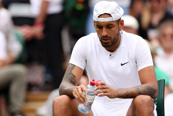 Nick Kyrgios during his match against Cristian Garin of Chile.