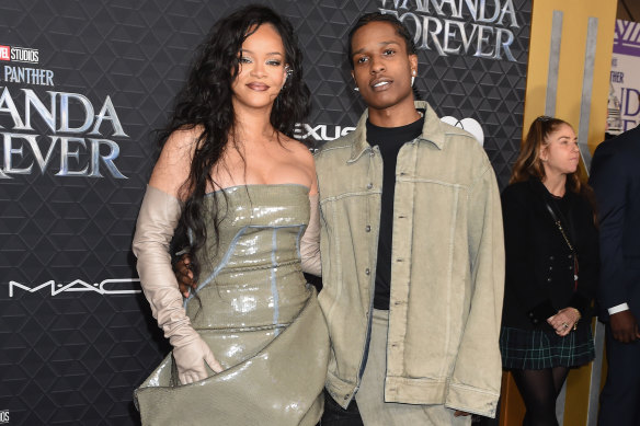 Rihanna and A$AP Rocky on the
red carpet in 2022.