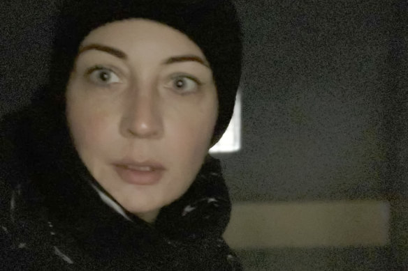 A selfie posted by Yulia Navalnaya when she was detained during a protest against the jailing of her husband in 2021.