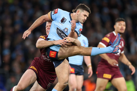 Nathan Cleary was hounded by Queensland every time he kicked in Origin I.