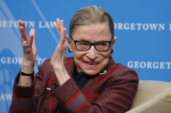 Supreme Court Justice Ruth Bader Ginsburg applauds after a performance in her honour in 2018.