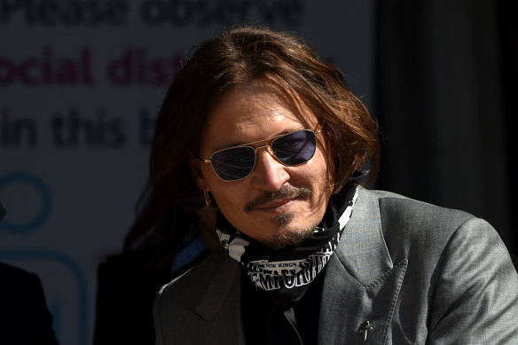 Johnny Depp arrives at the High Court in London on Tuesday.