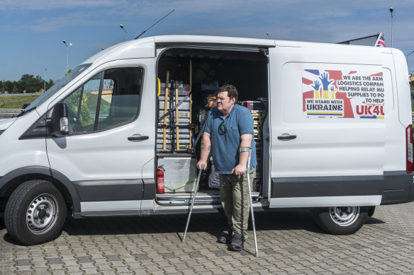 “You’ve just got to really focus on what you can do,” says Shaun Hopkins, a tech worker from Wales. He regularly drives from his hometown to Ukraine with his van packed with donations of urgent medical supplies from Australia.