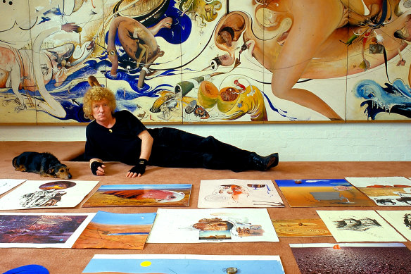 Artist Brett Whiteley in his Surry Hills studio on September 21, 1985.