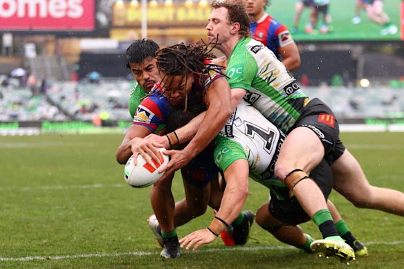 Newcastle winger Dom Young scored two tries on his 25th birthday.