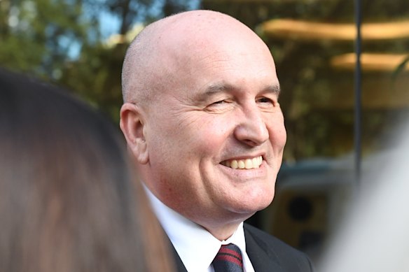 All smiles: Former MP David Elliott after giving evidence on Friday.