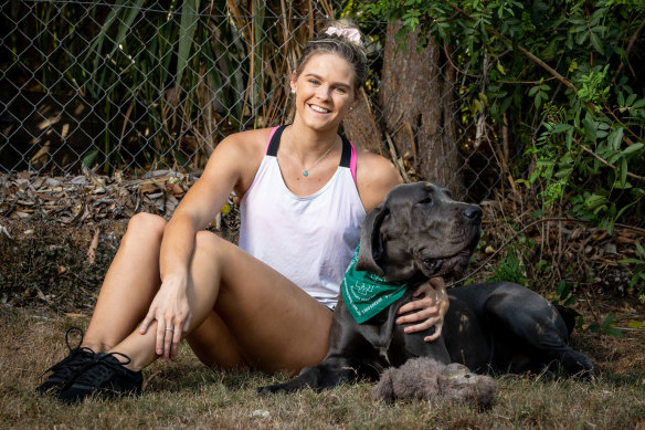 Hugo the Great Dane has been a welcome companion for Shayna Jack throughout her ordeal.