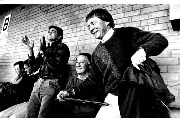 Manly men ... Max Krilich, Terry Randall, Alan Thompson, Ken Arthurson and Bob Fulton in 1986. 