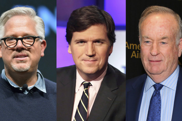 Fox casualties: Glenn Beck, left, Tucker Carlson, center, and Bill O’Reilly.