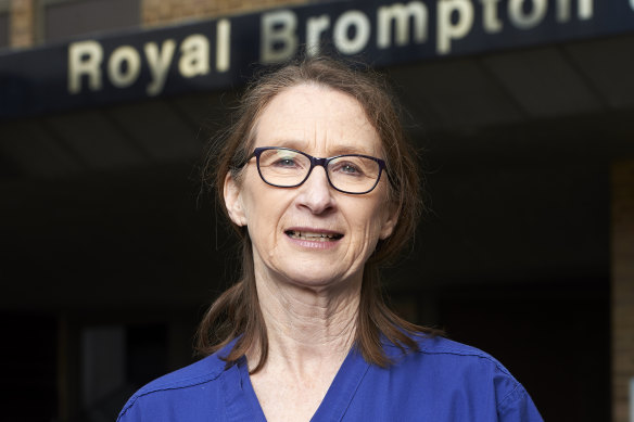 Judy Cotterill, an Australian-born lead nurse working for the British National Health Service during the coronavirus crisis.