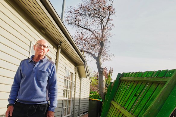 Duncan Hamilton-Ritchie at his Strathmore home in front of a tree that has led to a neighbourly dispute.