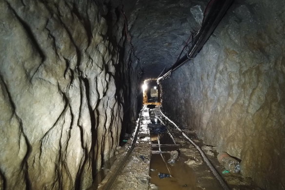 A tunnel connecting  south San Diego with a warehouse in Tijuana that was uncovered by the US Border Patrol's San Diego Tunnel Team last month. 