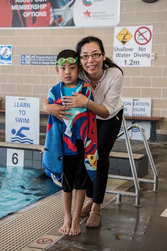 Ann Yang re-enrolled her six year old son in swimming lessons after she witnessed a friend's young child being rescued from a pool. 