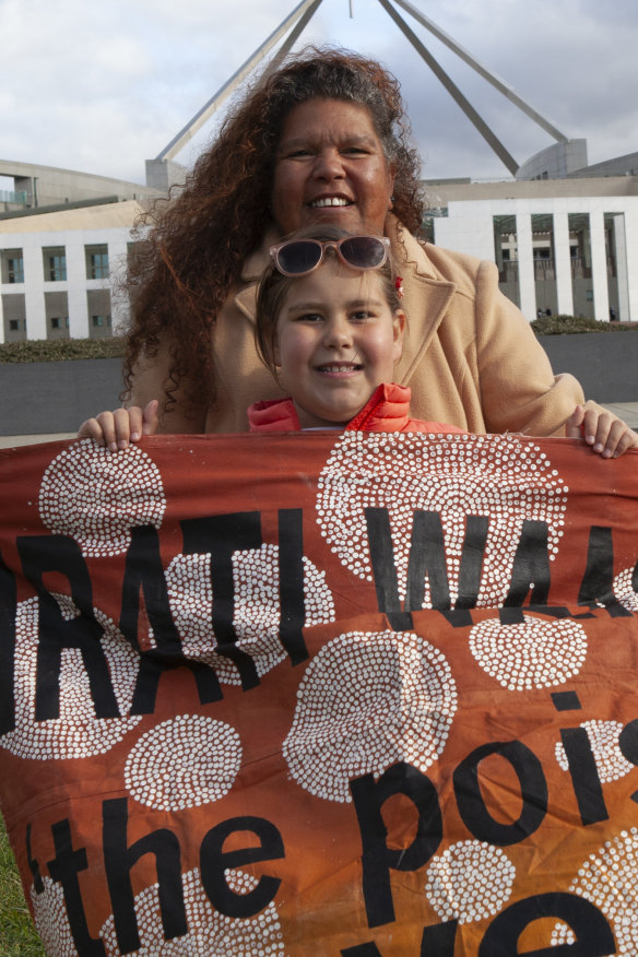 Karina Lester and her daughter say no to nuclear waste.