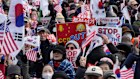 Supporters of impeached South Korean President Yoon Suk Yeol attend a rally to oppose his impeachment.