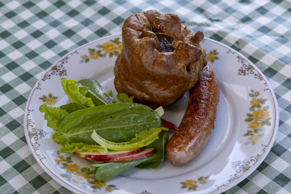 Pig’s head sausage, Yorkshire pudding and onion gravy.
