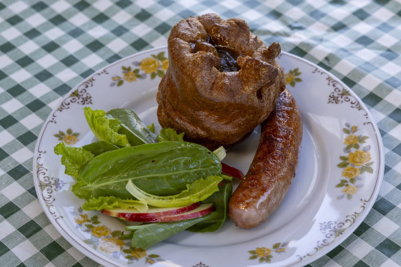 Pig’s head sausage, Yorkshire pudding and onion gravy.