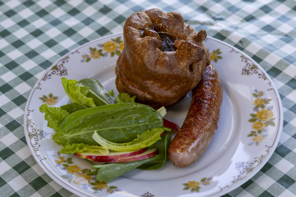 Pig’s head sausage, Yorkshire pudding and onion gravy. 
