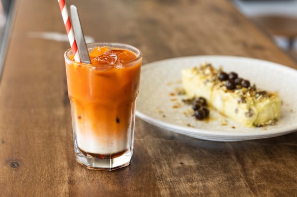 Iced teh (left) and avocado semifreddo.