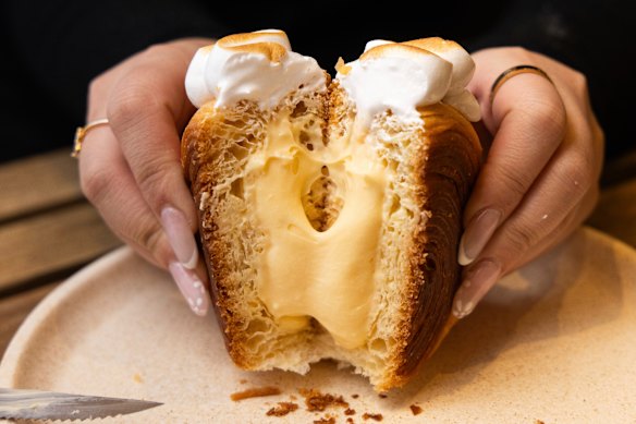 Lemon meringue croissant wheel at Calle Bakery.