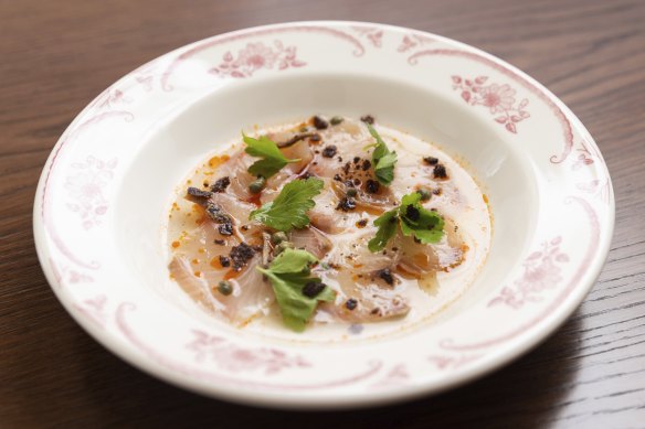 The addition of tomato, caper and olives means even the cured kingfish riffs on the puttanesca theme.