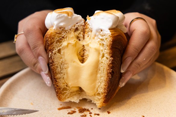Lemon meringue croissant wheel at Calle Bakery.