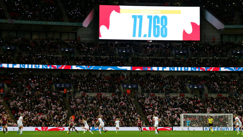 England Women S Football Team Draw Record Crowd To Wembley Friendly