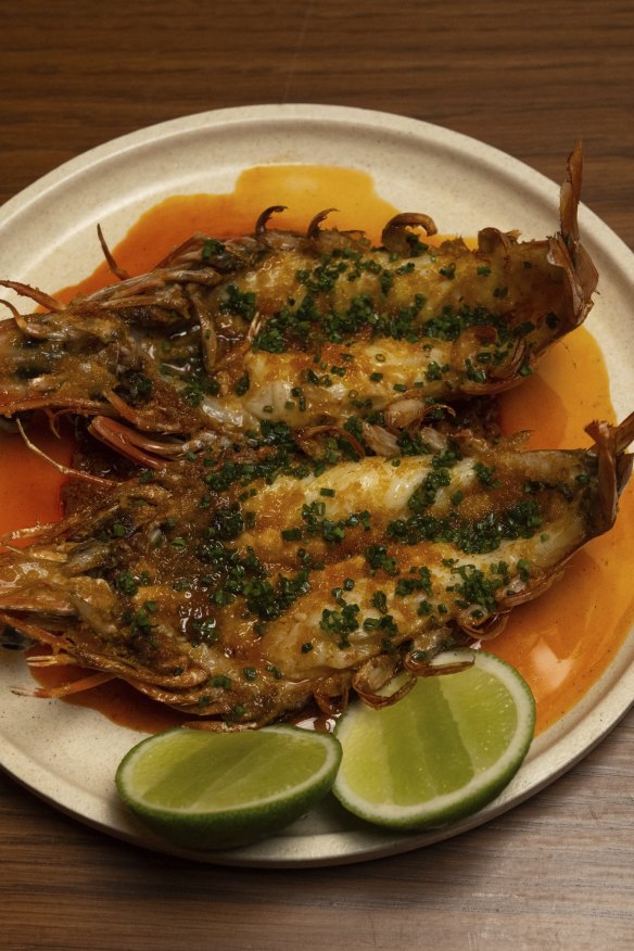 Skull Island prawns with ’nduja and sea urchin butter.