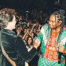 Baker Boy and Powderfinger frontman Bernard Fanning performing at Byron’s Beach Hotel.