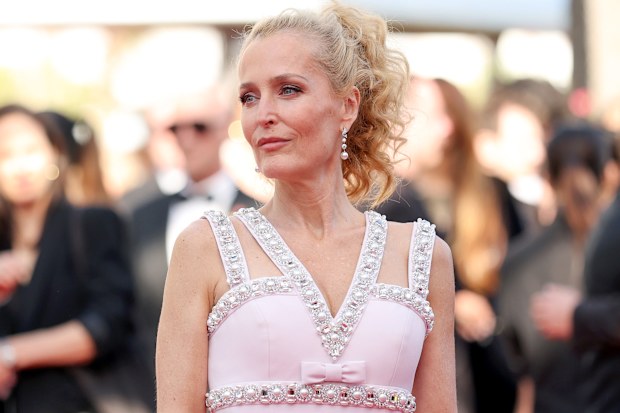 Gillian Anderson attends the "La Vie D'Une Femme" screening during the 79th annual Cannes Film Festival at Palais des Festivals on May 13, 2026 in Cannes, France. 