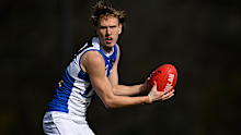 Miller Bergman playing for North Melbourne in 2024. 