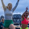 Members of the early morning run club undertake their exercise from Milson’s Point around the Opera House and back, Friday, 1 August 2025 in Sydney, Australia. There is a rise of fun-run clubs participating in the Sun Herald marathon next week.  Photo: Sam Mooy / The Sydney Morning Herald