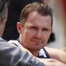 Patrick Dangerfield with the lure of the AFL premiership cup in the foreground.