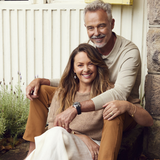 Alison wears Saba “Edith” top, $179. Country Road skirt, $229. Cameron wears COS polo shirt, $115. Saba chinos, $199.