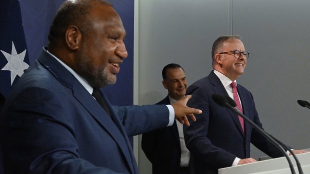 PNG Prime Minister James Marape and Australian counterpart Anthony Albanese announcing the inclusion of a PNG team in the NRL.