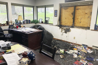 The office was badly damaged but nobody was injured.