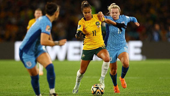 Mary Fowler takes on England at the World Cup.