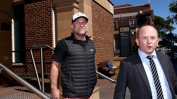 Michael Slater leaves Manly Police Station in 2021.