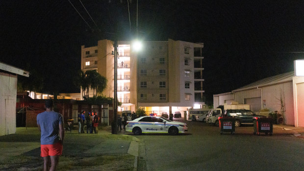 Police cordon off the Palms Motel in Darwin.