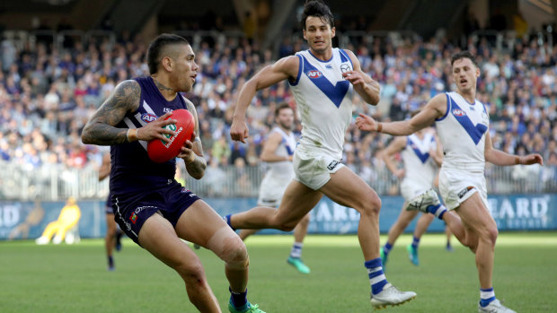 Standout: Michael Walters was best on ground for Fremantle in Sunday's loss to North Melbourne.
