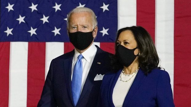Joe Biden and running mate Kamala Harris have made a point of wearing masks at their joint events.