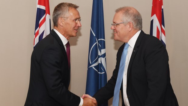Prime Minister Scott Morrison meets NATO Secretary-General Jens Stoltenberg on Wednesday.