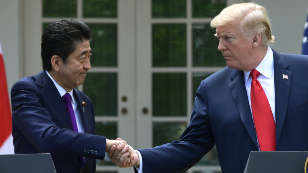 President Donald Trump and Japanese Prime Minister Shinzo Abe met on Thursday ahead of the summit with North Korea.