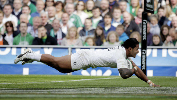 Before it all went haywire: Manu Tuilagi scores for England in the 2011 World Cup pool stages.