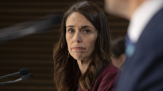 Prime Minister Jacinda Ardern at a media briefing on Monday.