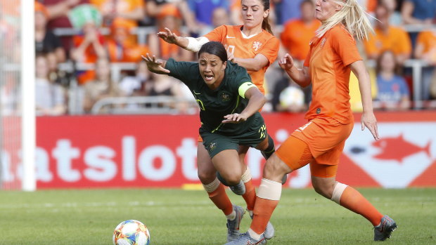 Kerr comes in for close attention from the Dutch defence ahead of the Matildas' World Cup opener. 